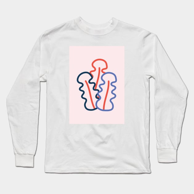 Leaf Drawing, Line Art, Scandinavian Long Sleeve T-Shirt by Colorable